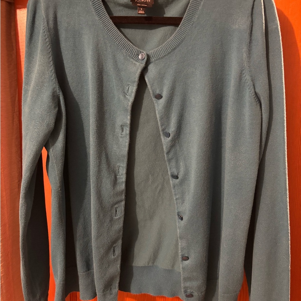 Talbots Teal Button-Up Cardigan